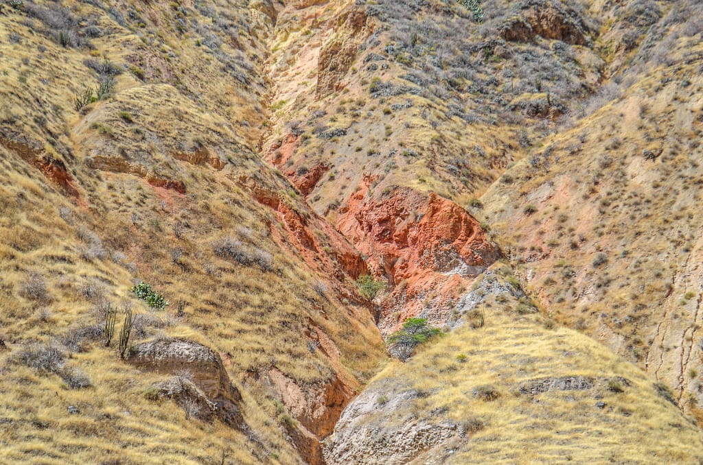 Colca Canyon trek - Red cliff face.